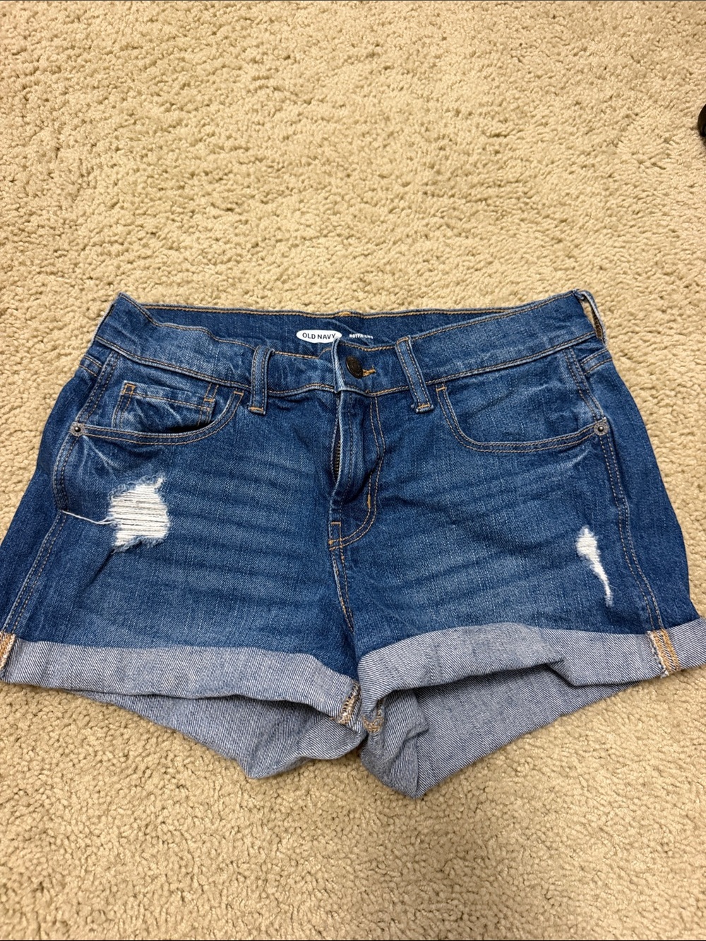 Old Navy Blue Distressed Rolled-Hem Denim Shorts